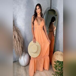 Elegant Orange Maxi Dress